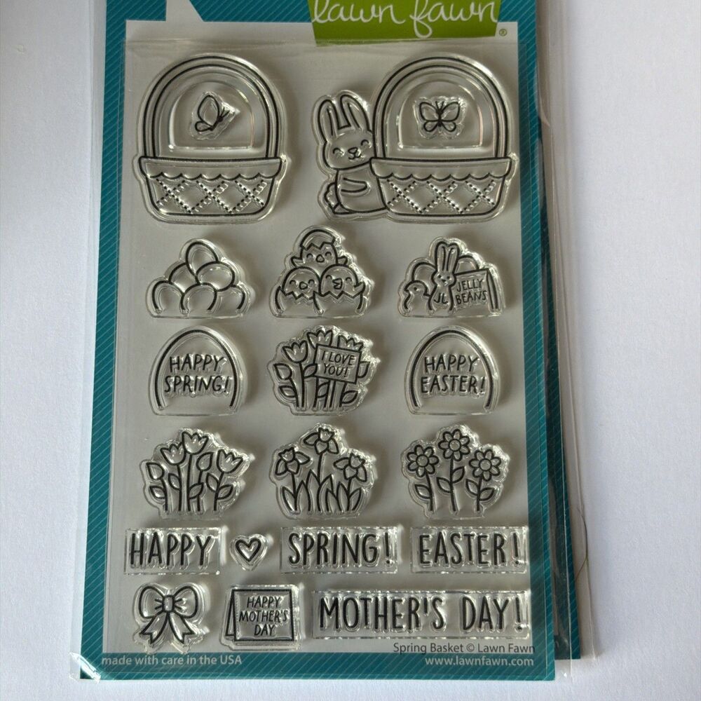 Lawn Fawn Spring Basket Clear Stamps & Lawn Cuts Die Set LF3658 LF3659 Easter